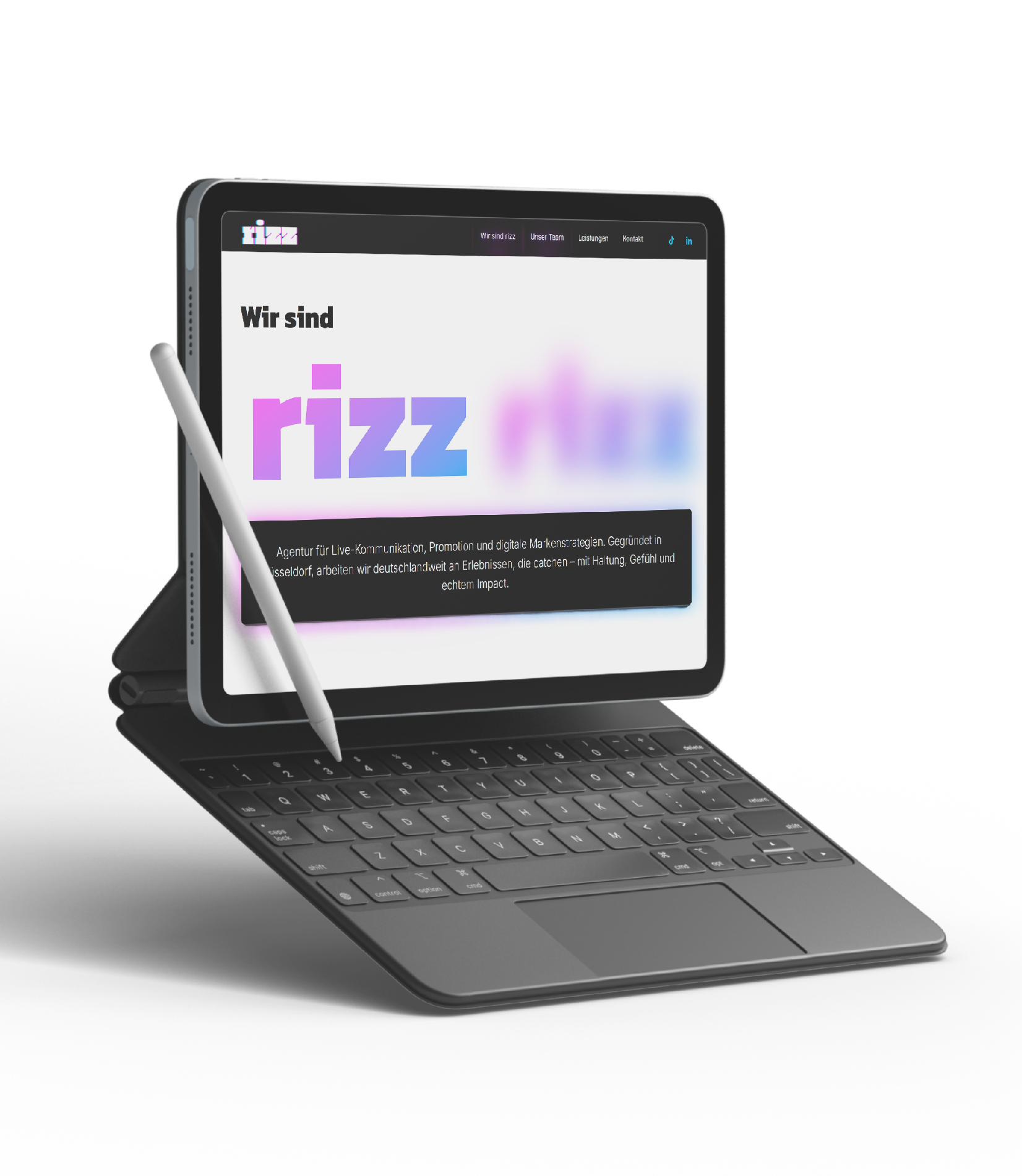 Mock-up rizz Marketing Tablet Webseite