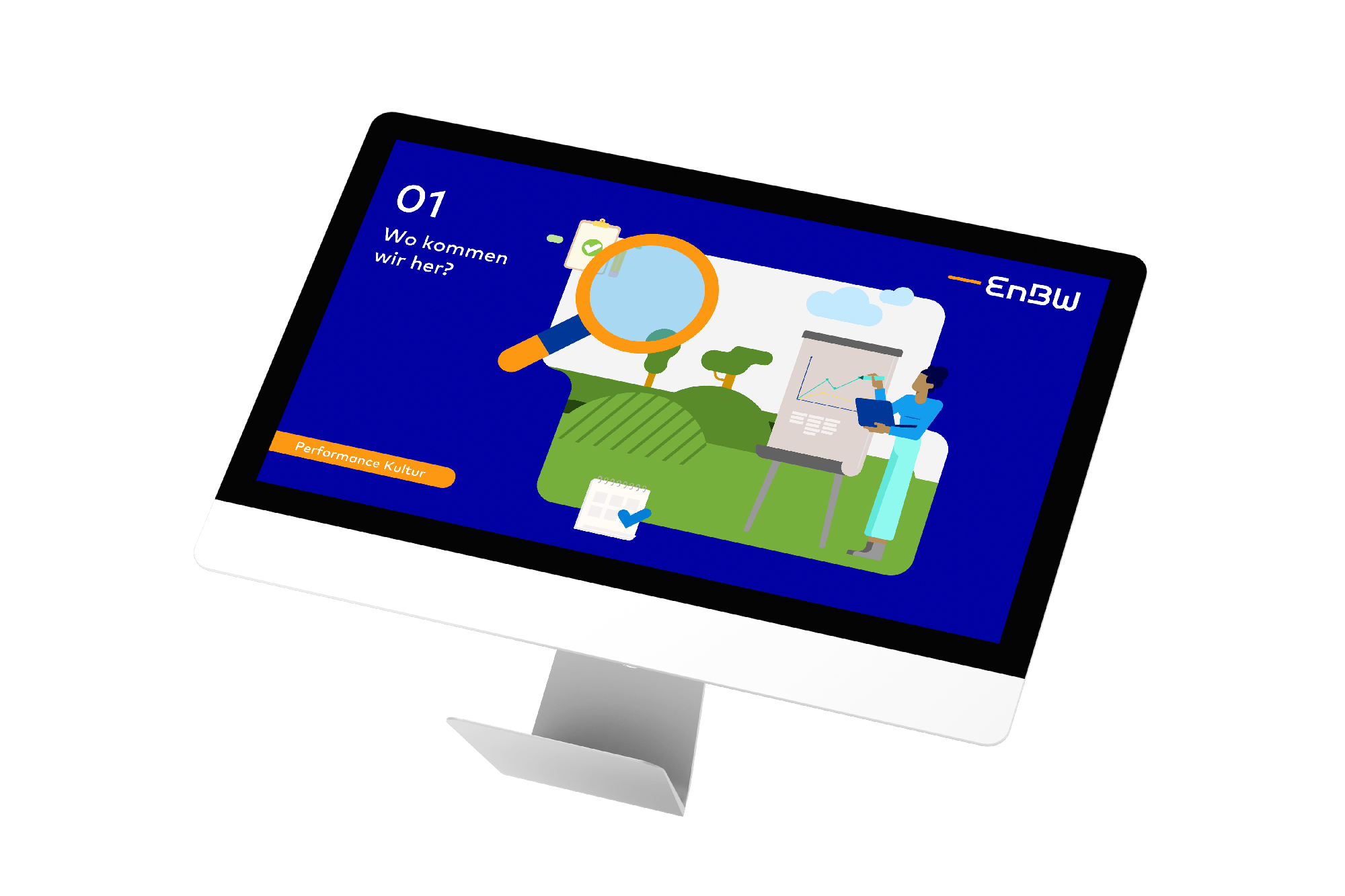 EnBW Mockup von Bildschirm mit abgebildeter Präsentation