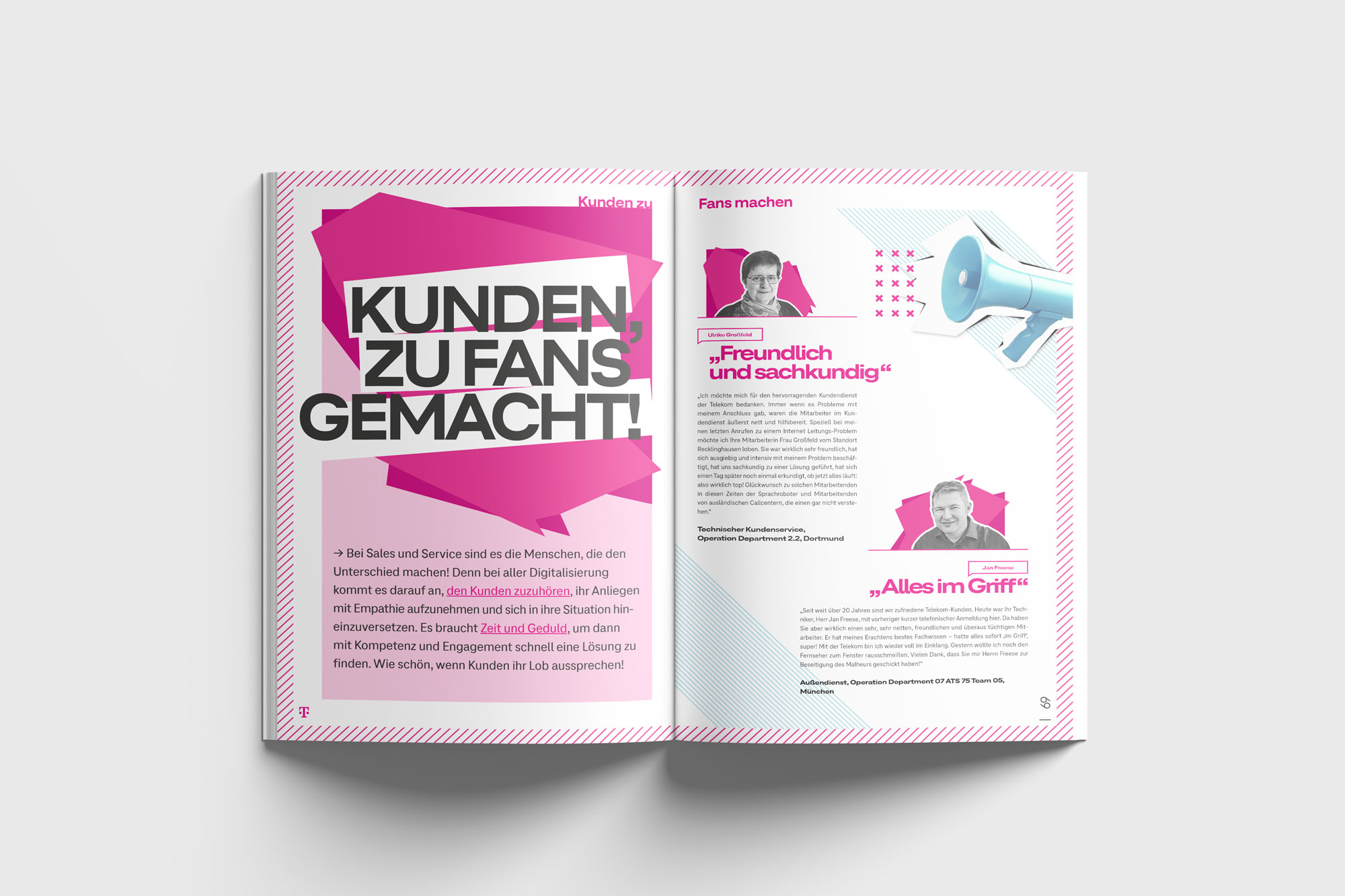 Mock-up Telekom Service MAG Doppelseite