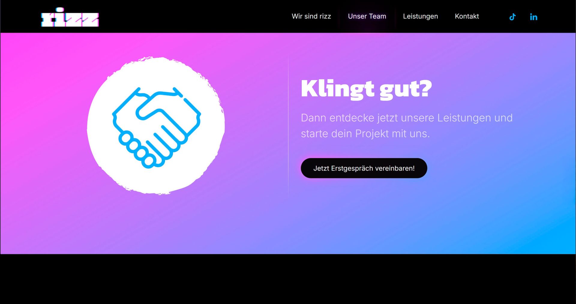 Mock-up rizz Marketing Bereich Call to Action