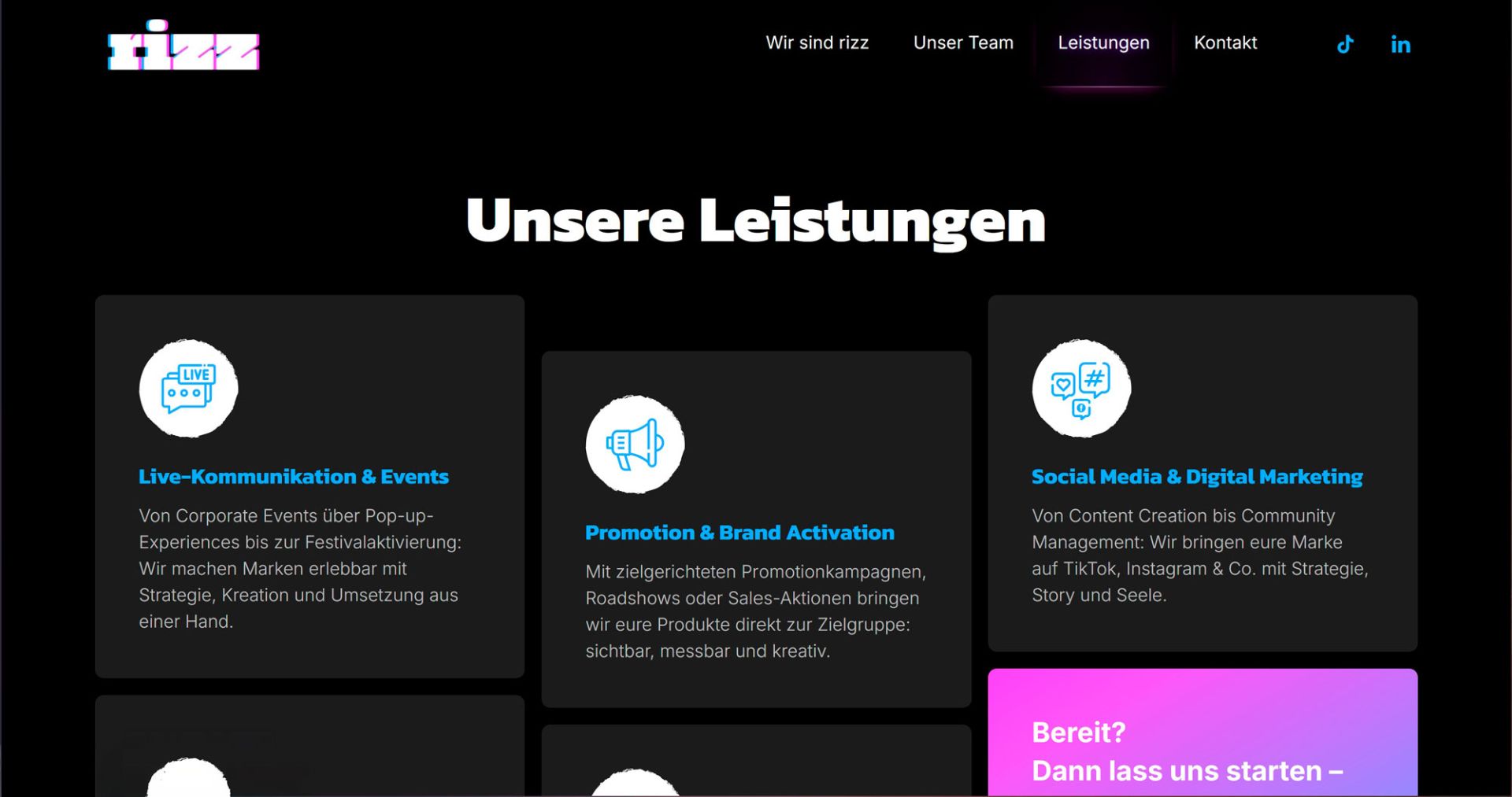 Mock-up rizz Marketing Bereich Leistungen